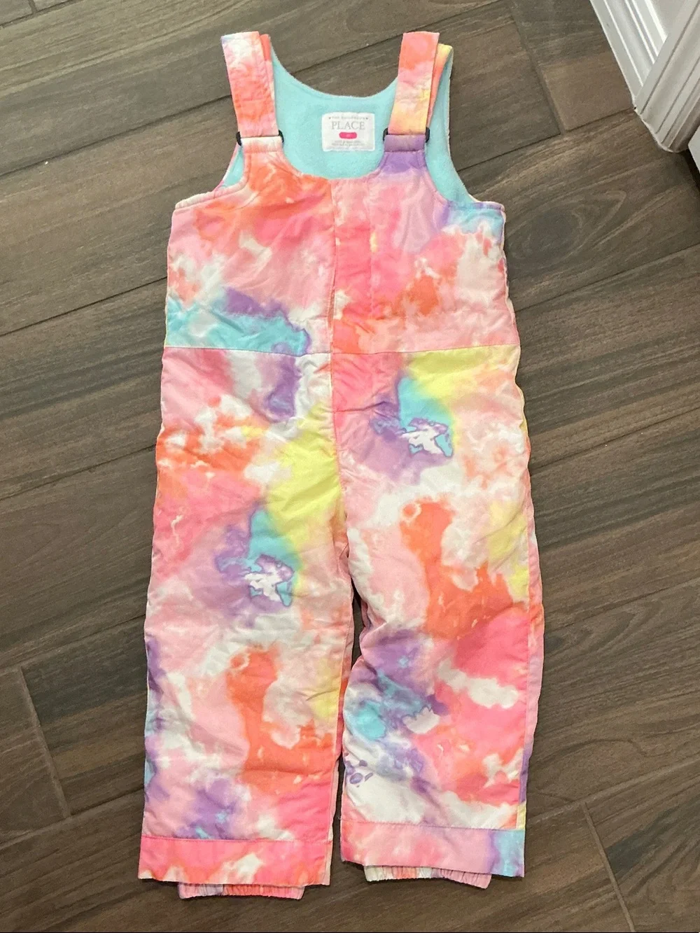 The Childrens Place Girls' Multicolor Tie-Dye Snow Bib Pants 3T